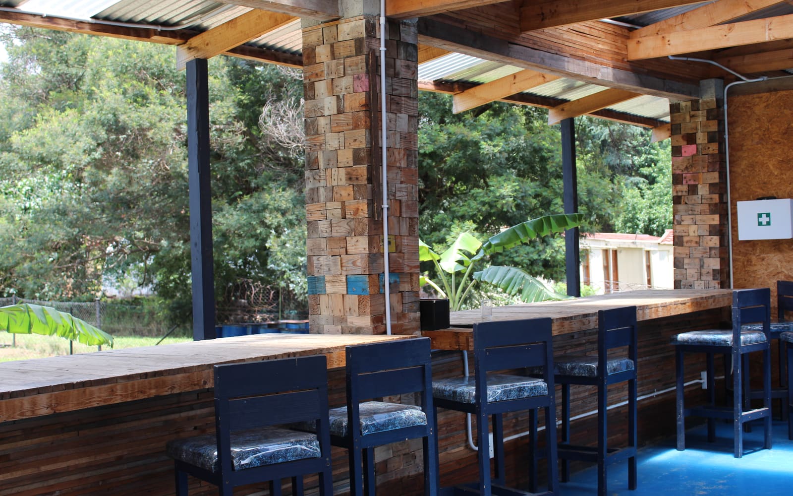 Reclaimed timber structure in use